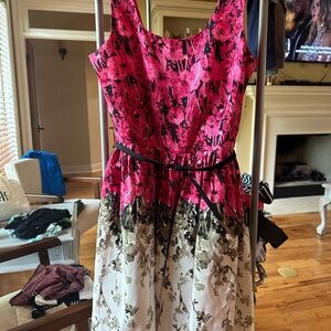 Julian Taylor Pink and Black Floral Mini Dress